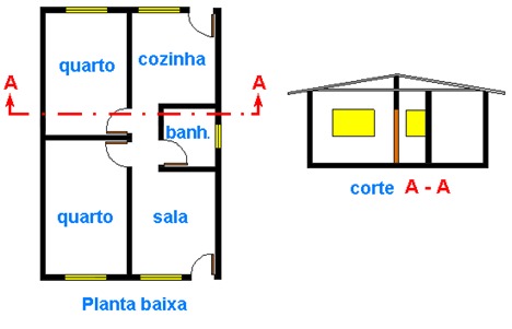 Planta baixa com paredes e aberturas